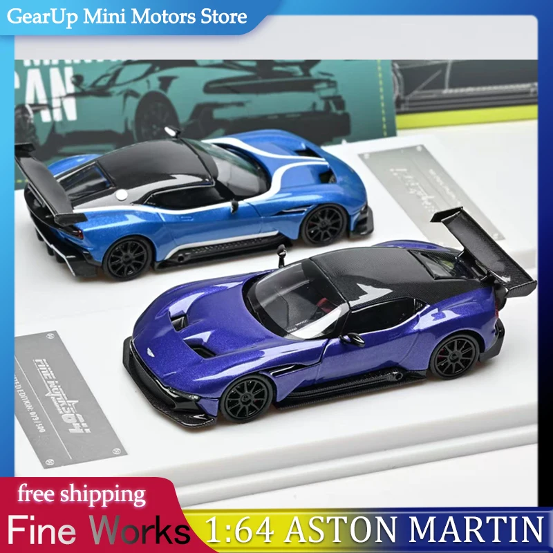 

New Fine Works 1:64 Aston Martin Vulcan Alloy Model Opening Hood Clear Coat Chase Version Hypercar for Supercar Collectors Toy