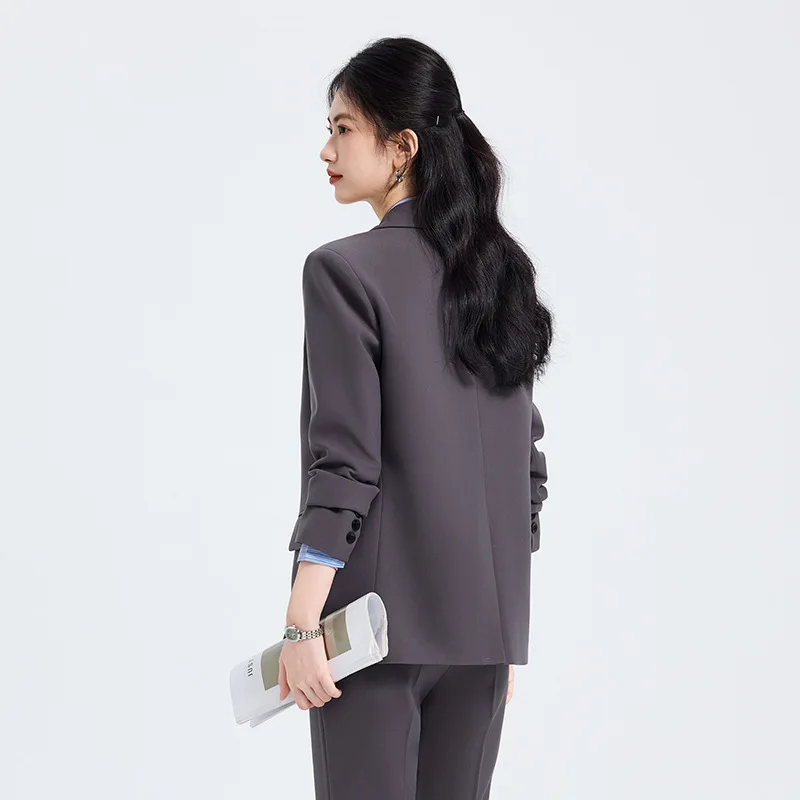 Gray Blazer for Women Spring and Autumn College Student Teacher Certification Interview Formal Wear Professional Workwear Suit