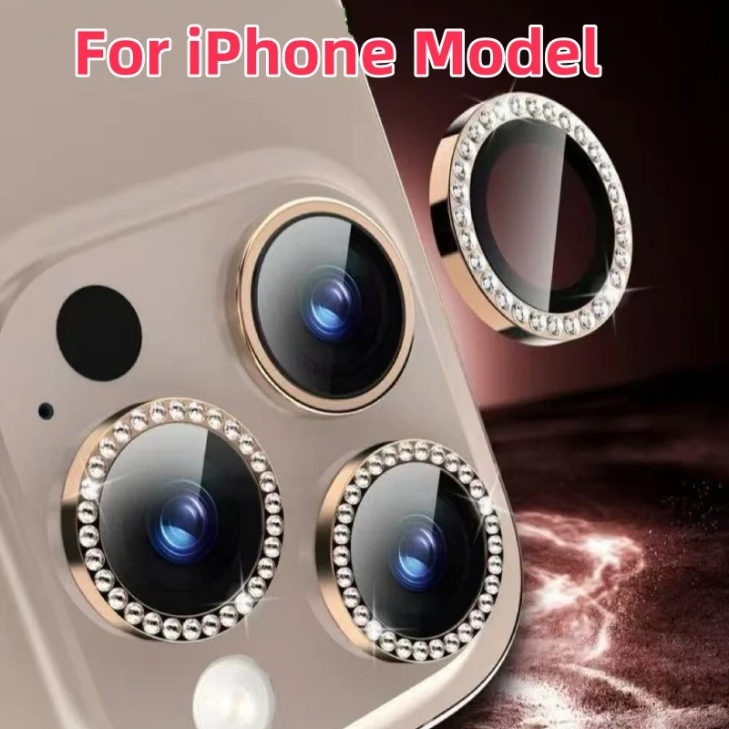 

Pink Diamond Ring Camera Protectors For 18 17 Pro Max 15 14 13 12 16 Pro Max Plus Camera Lens Tempered Glass For IPhone 17 Air