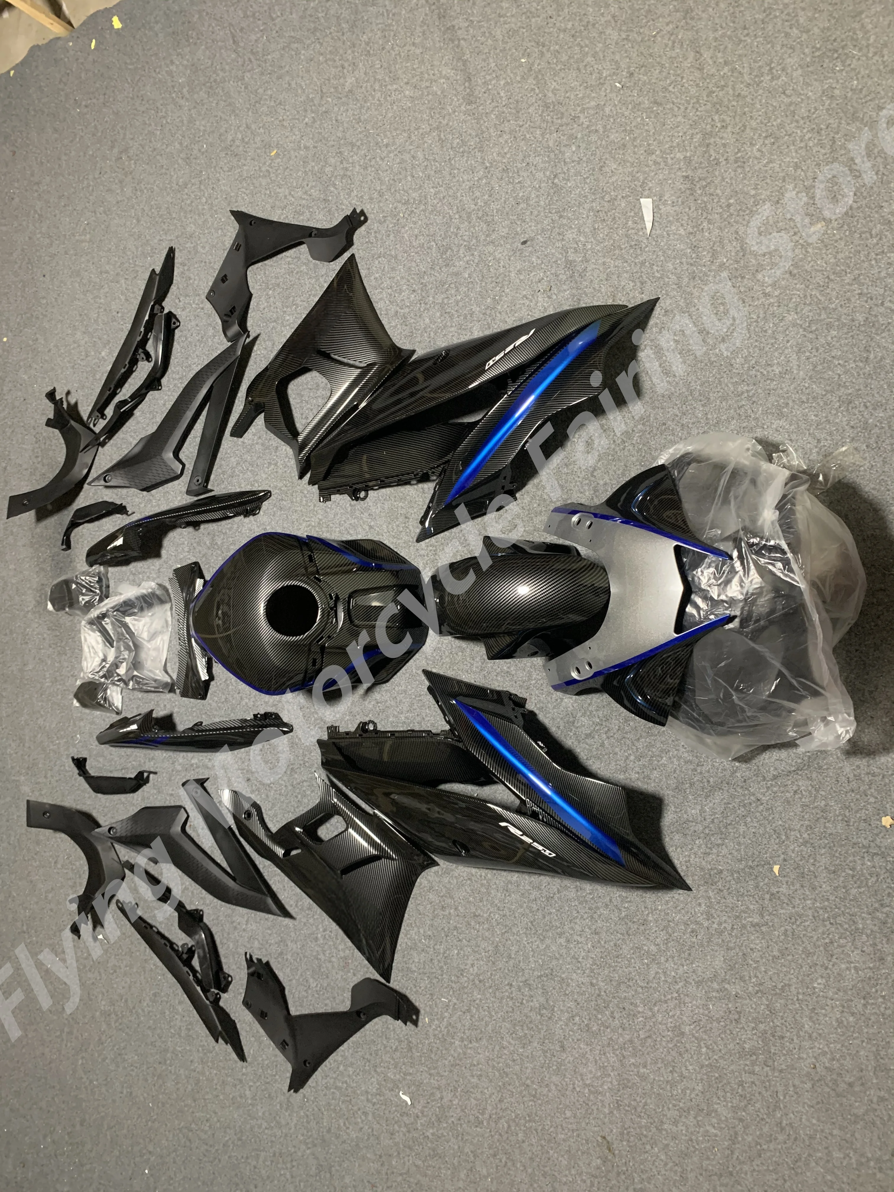 Carbon fiber layer Customized motorcycle fairing Kits Fit for YAMAHA YZF R25 R3 19-23 ABS plastic blue black bodyworks 2019 2023