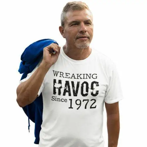 Mens 52th Birthday Gift 100% Cotton T Shirt Wreaking Havoc Since 1972 Fiftieth Father Dad Husband Gift Idea Tees Vintage TSHIRT