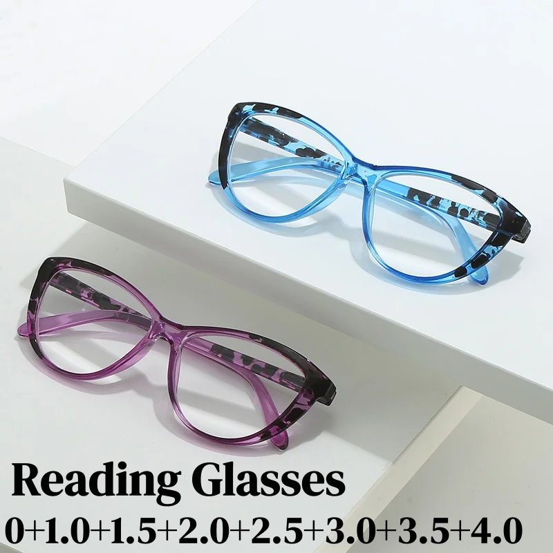 

Unisex Ultralight Anti Blue Light Presbyopia Glasses Trends Cat Eye Reading Glasses HD Far Sight Eyeglasses with Plus Diopters