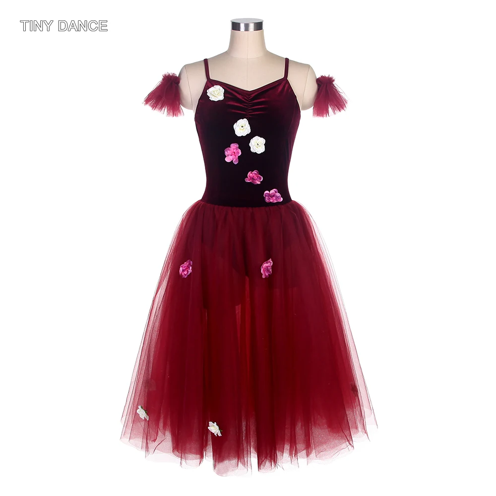 

Burgundy Romantic Tutu Skirts Ballet Dance Tutu Costumes Stretch Velvet Camisole Leotard Dancing Dress for Adult Girls 20190