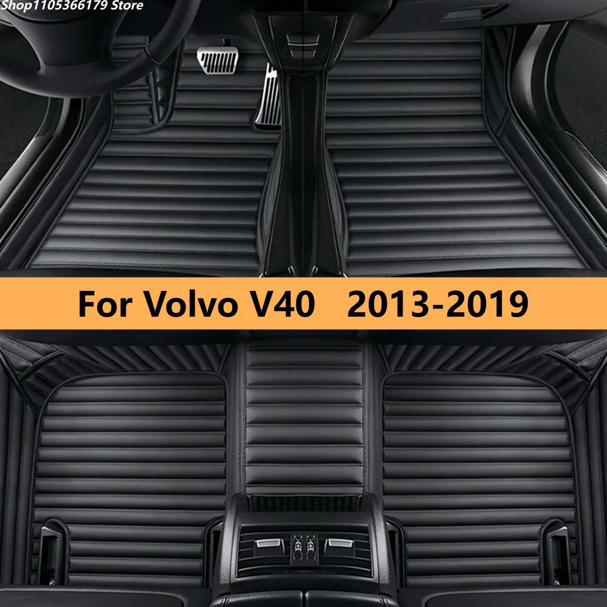

Автомобильные коврики для Volvo V40 2013-2019 годов выпуска, полный комплект, из кожи, с подкладкой из коврового материала.