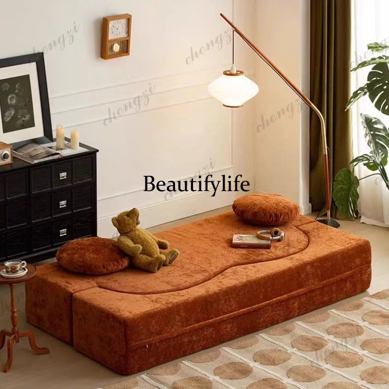 Compressed fabric sofa Small apartment household living room double folding dual-purpose sofa bed that can sleep for a long time