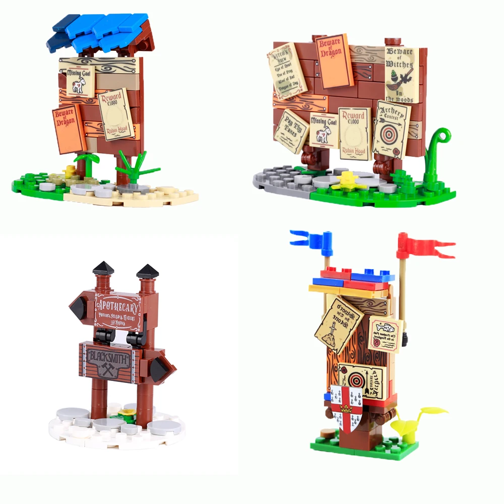 

MOC военный средневековый рекламный щит доска объявлений набор строительных блоков аксессуары для уличного вида кирпичные игрушки