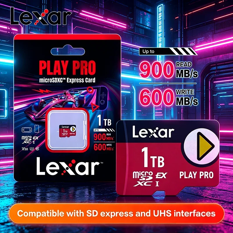

Lexar MicroSD Express Card Switch2 Memory Card 1TB 512GB 256GB Professional PLAY PRO TF Card for Switch 2 Max 900Mb/s Read Micro