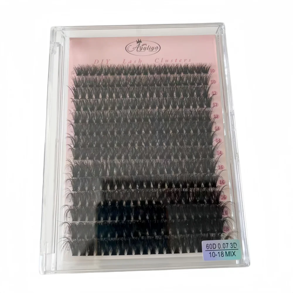Wimpern-Cluster 60D Wimpern-Büschel 3D-Effekt Cluster-Wimpernverlängerungen Dünnes Band 10-18mm Gemischte Länge Natürlicher Wispy-Look 3D-Curl