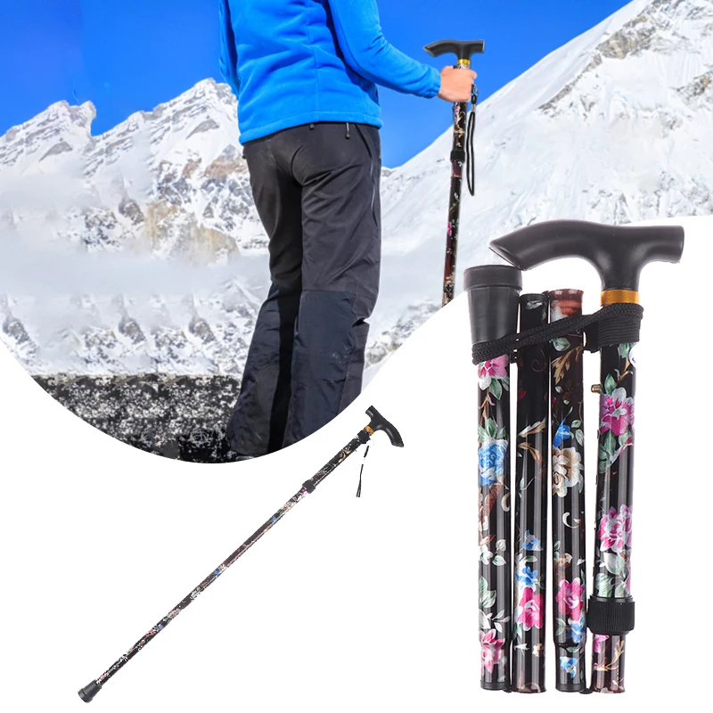 

Aluminium Alloy Folding Telescopic Five-section Poles Hiking Poles Cross-country Hiking Old Man Walking Stick