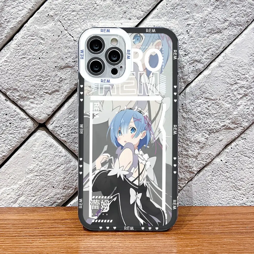 Re Life Rem Phone Case for iPhone 16 15 14 Plus 13 12 Mini 11 Pro Max X Xs XR 7 8 Border Print Transparent Soft Cover