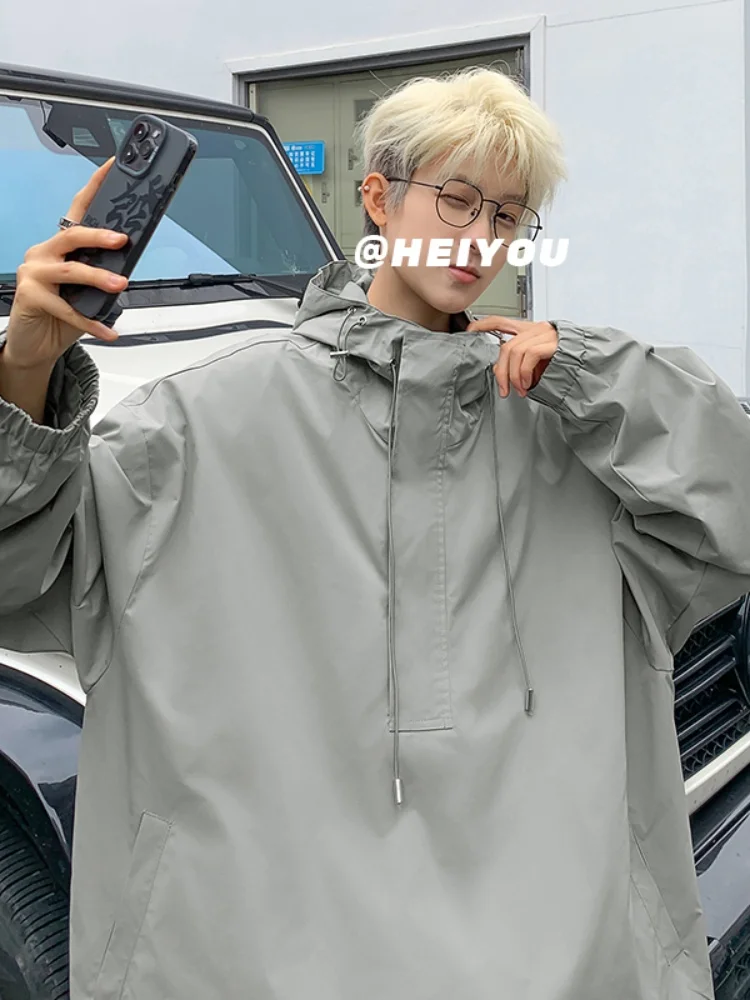 

Men's Workwear Jaet f Zip Hooded Sweatirt Trendy Autumn Outerwear Windproof Regular Fit Long Sve Pure Color