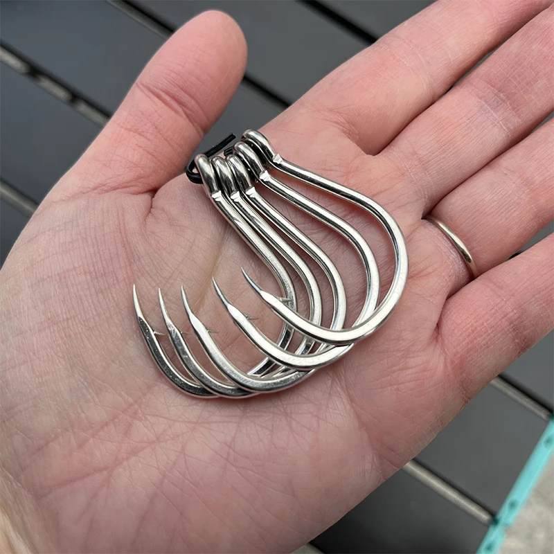 

SJ43 Sea Fishing Iron Plate Hook 4x Single Hook Strengthened Barbed Hook with Ring Deep Sea Fishing Hook Bulk Fish Hook