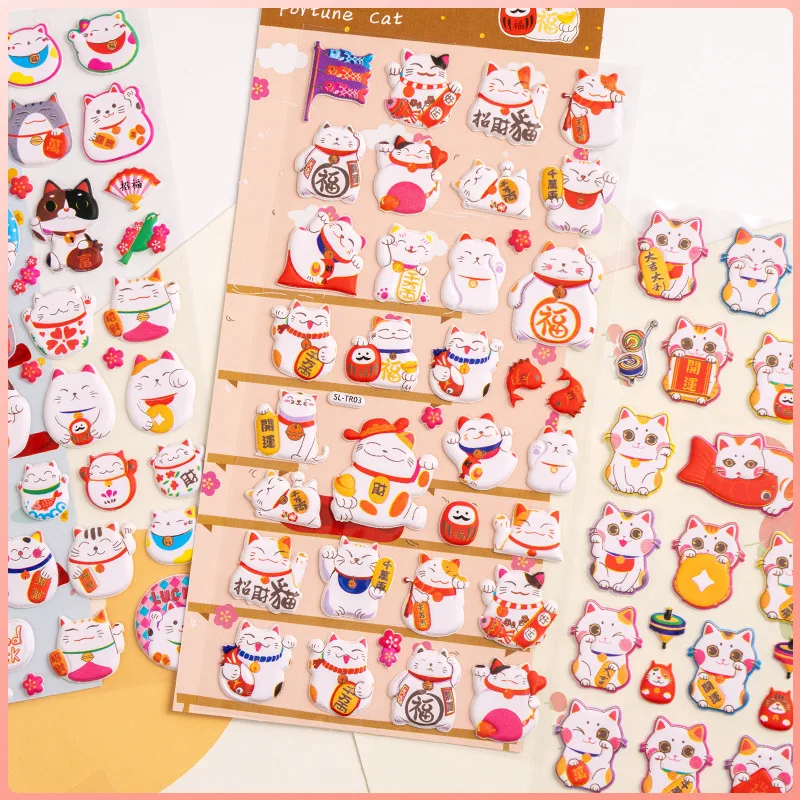

20pcs/lot Kawaii Cartoon 3D Puffy Stickers Cat Funny Animal Sticker Girl Christmas Gift DIY Mobile Phone Case Decoration Sticker