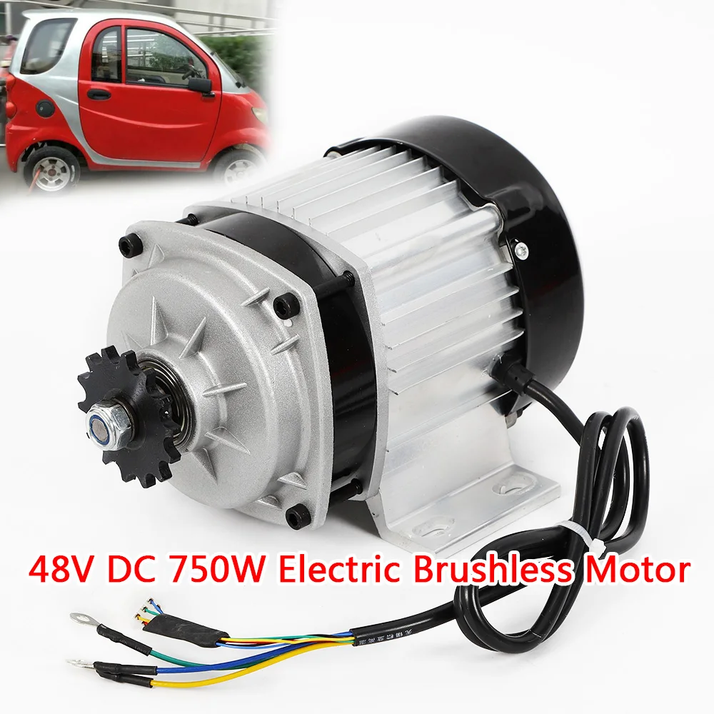 DC48V 750W Tricycle Brushless Motor Electric Scooter Motor w/Controller for Controller Pedal E-Bike Go Kart Gear Reduction ATV