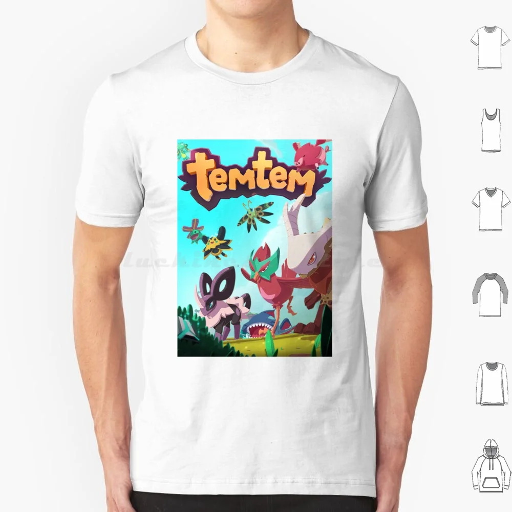 Camiseta Temtem 6xl de algodón, camiseta fresca, juego Temtem, videojuego Mmo en línea, caza de monstruos, animación mágica de fantasía, Gamer Geek