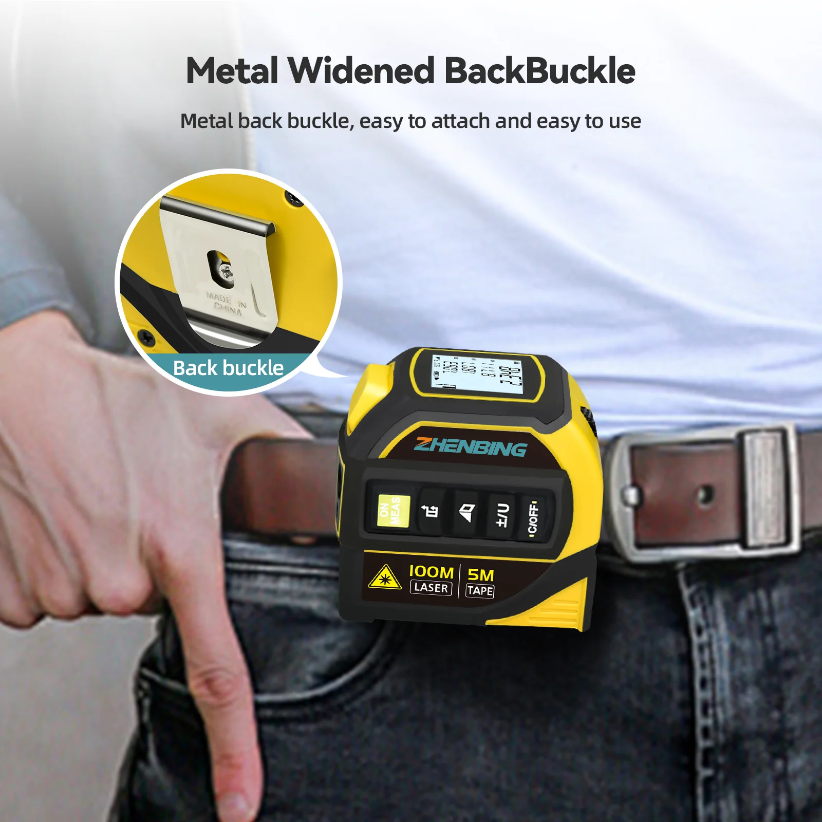 ZHENBING 100m Portable One-button Laser Measurement Auto Lock Steel Tape Measure Electric Angle Laser Distance Meter - Image 6
