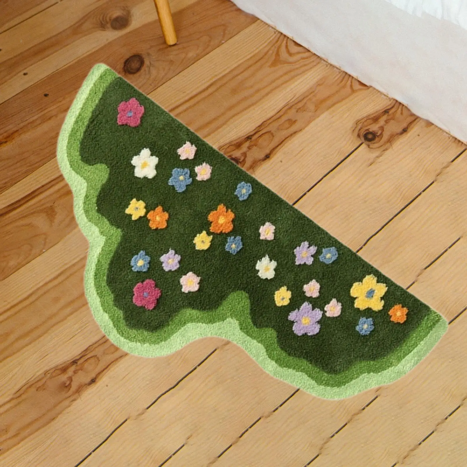 Plants Flower Rug Home Decor Irregular Area Rug for Hotel Guest Room Bedroom