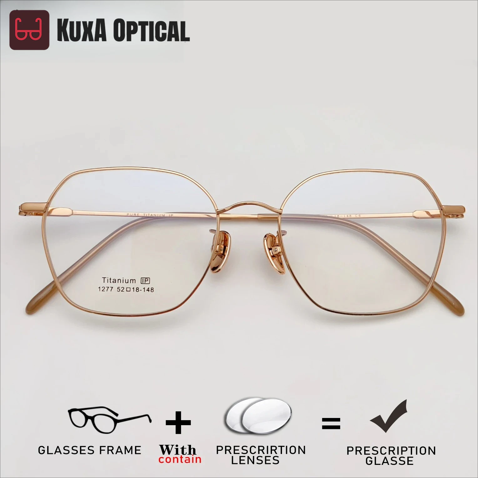 

KUXA Transition Sun Pure Titanium женские очки розовое золото оптическая оправа линзы по рецепту прогрессивная близорукость дальнозоркость глаз