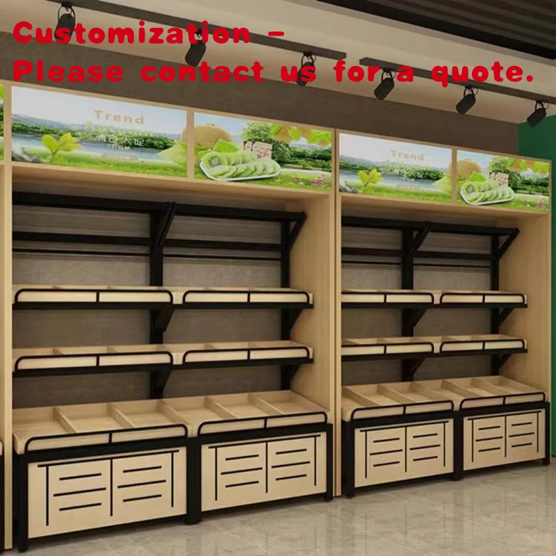 custom.Against Wall Fruit Racks With Big Capacity Vegetable Fruit Shelf Rack Supermarket Display Shelves