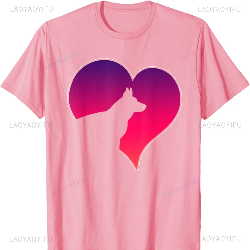 German Shepherd Dog Heartbeat Love Dog Mom Dad Owner Gift T-Shirt Harajuku  Clothing Y2k Top Funny Outdoors High Quality unisex