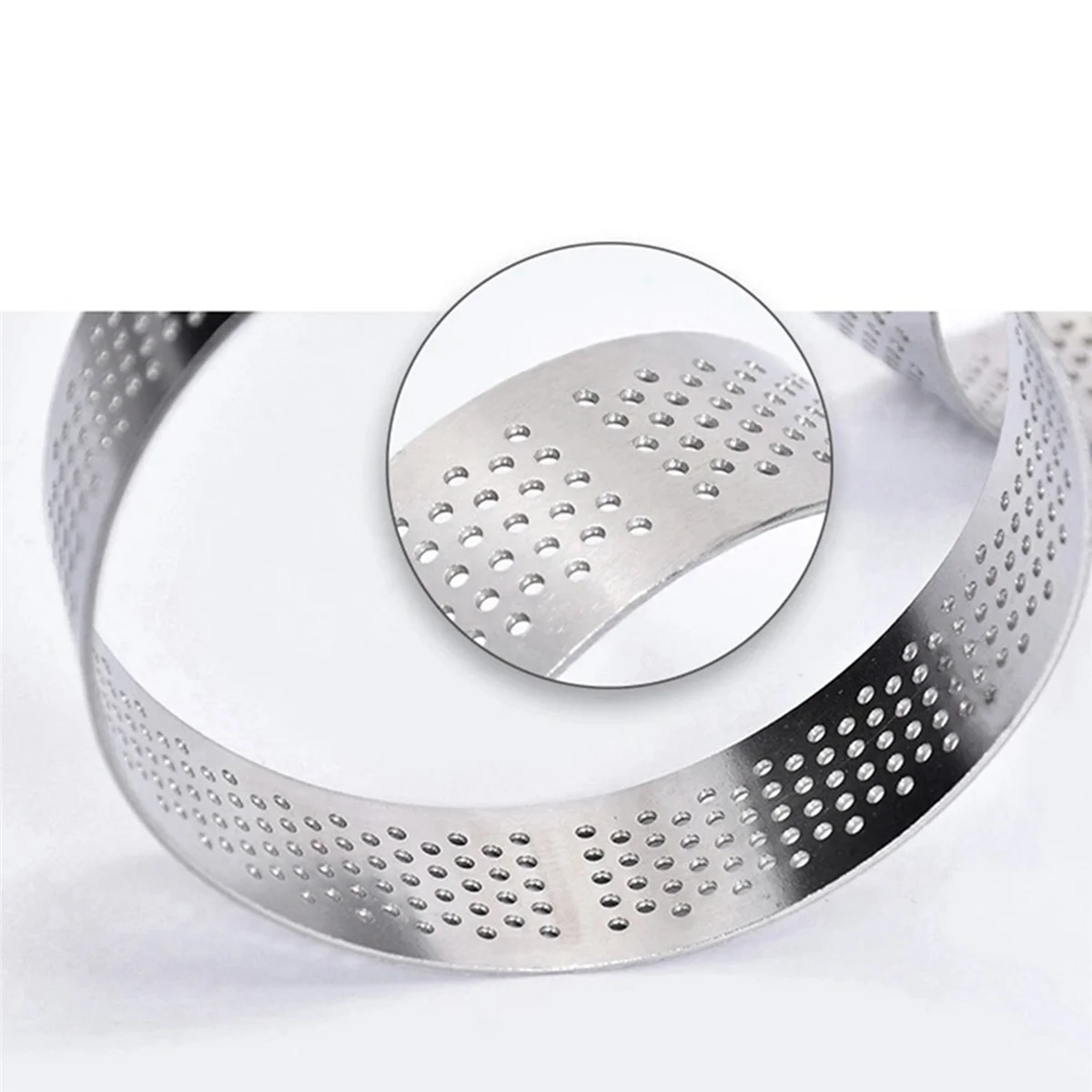 50Pcs Circular Tart Rings with Holes Stainless Steel Fruit Pie Quiches Cake Mousse Mold Kitchen Baking Mould 9cm