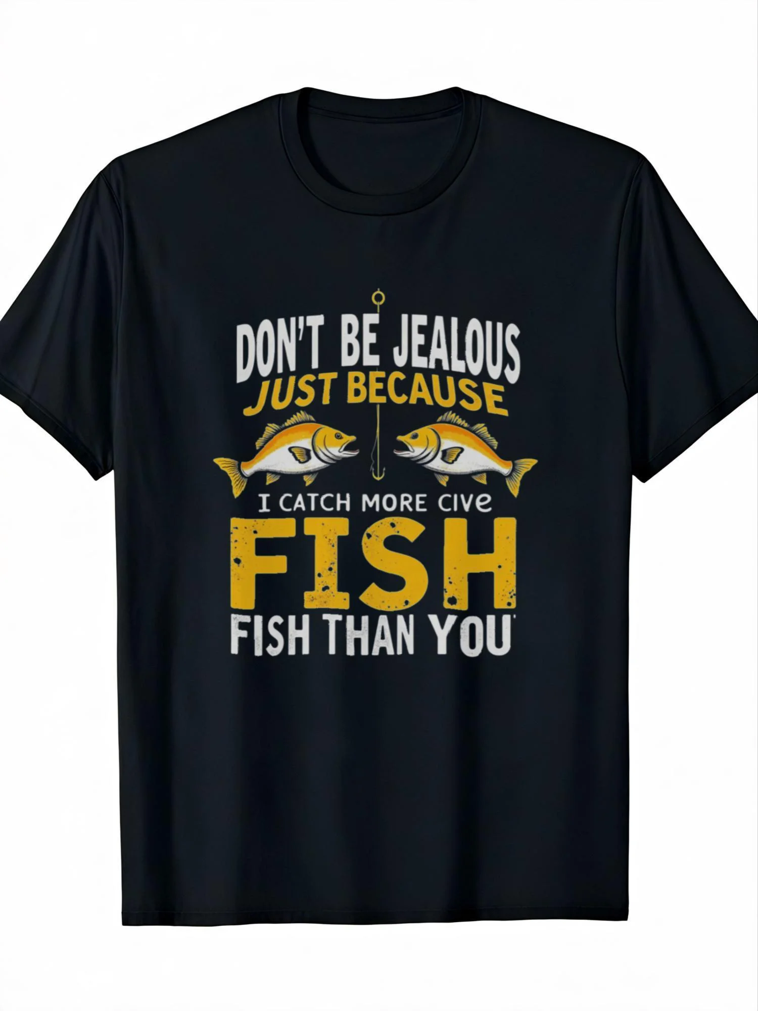 1pc Men's Funny Fishing T-Shirt with 