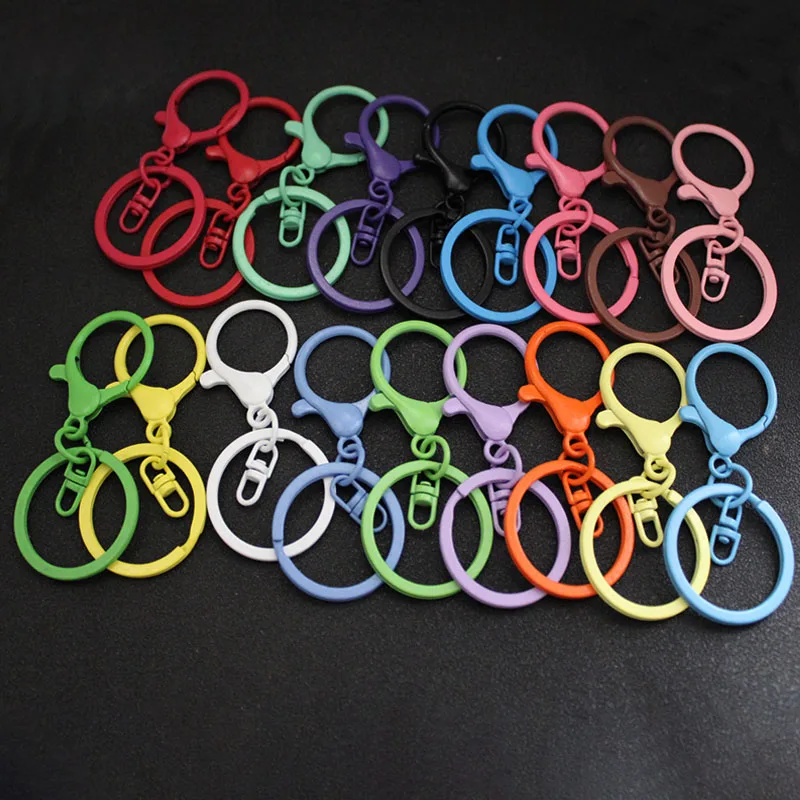 10Pcs/Lot 30mm Metal Keychain Split Rings Keyfob Key rings Lobster Clasp For Keychain Pendants DIY Jewelry Making Accessories