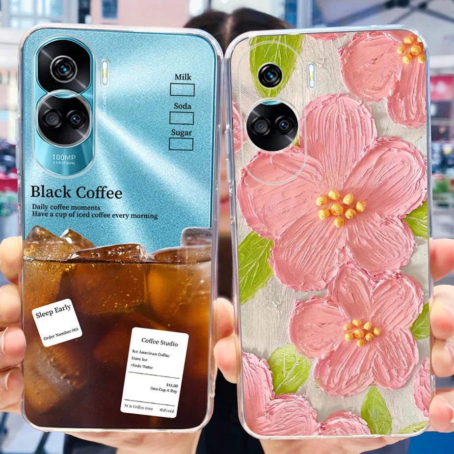 For Honor 90 Lite Case CRT-NX1 Luxury Painted Back Cover Clear Silicone Soft TPU Phone Case For Honor 90 Pro Honor90 Lite Fundas