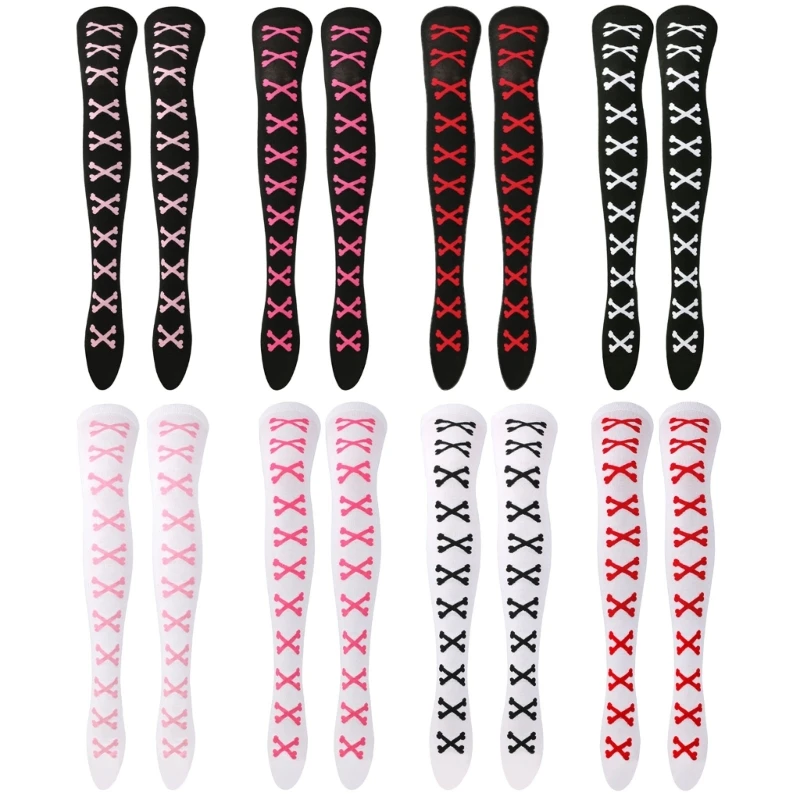 

Women Heart Skeleton Print Thigh High Stockings Halloween Sweet Long Tube Socks