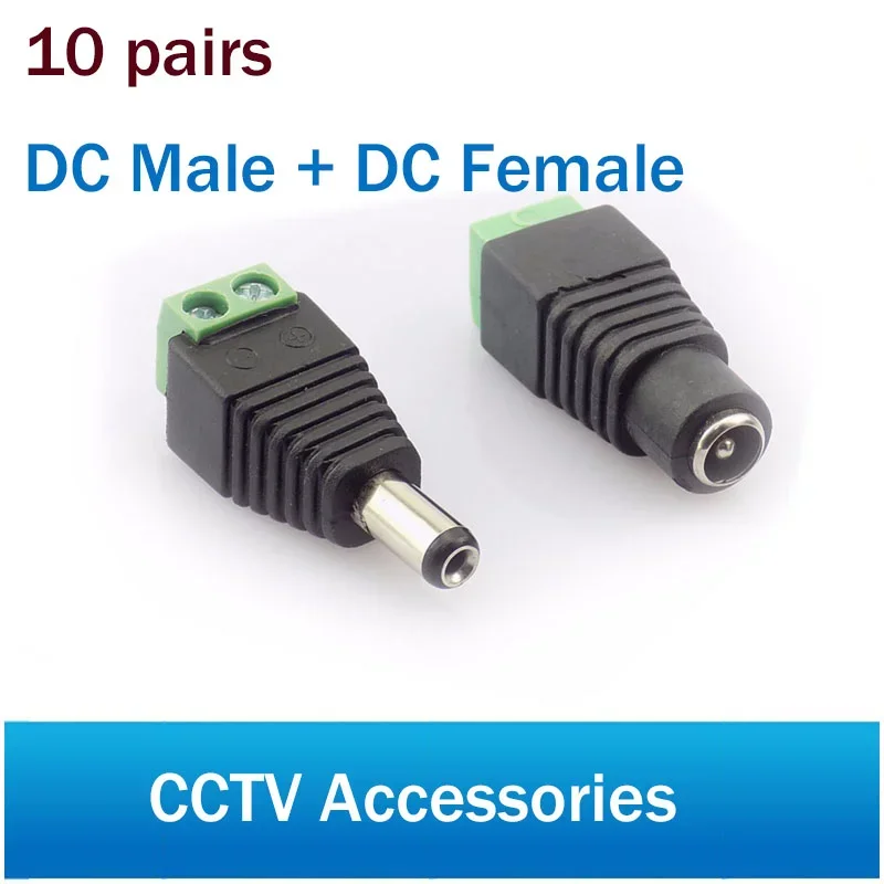 Female Male DC Connectors 5.5mm*2.1mm DC Jack 5V 12V DC Power Connector For LED Strip Light CCTV Camera AC Adapterr