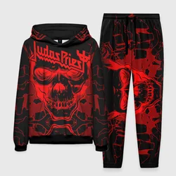 Rock Band Judas Priest 3D Print Hoodie Tracksuit Fashion Hip hop Men's Casual Sportswear Set kids Hoodie+Pants 2pcs Set