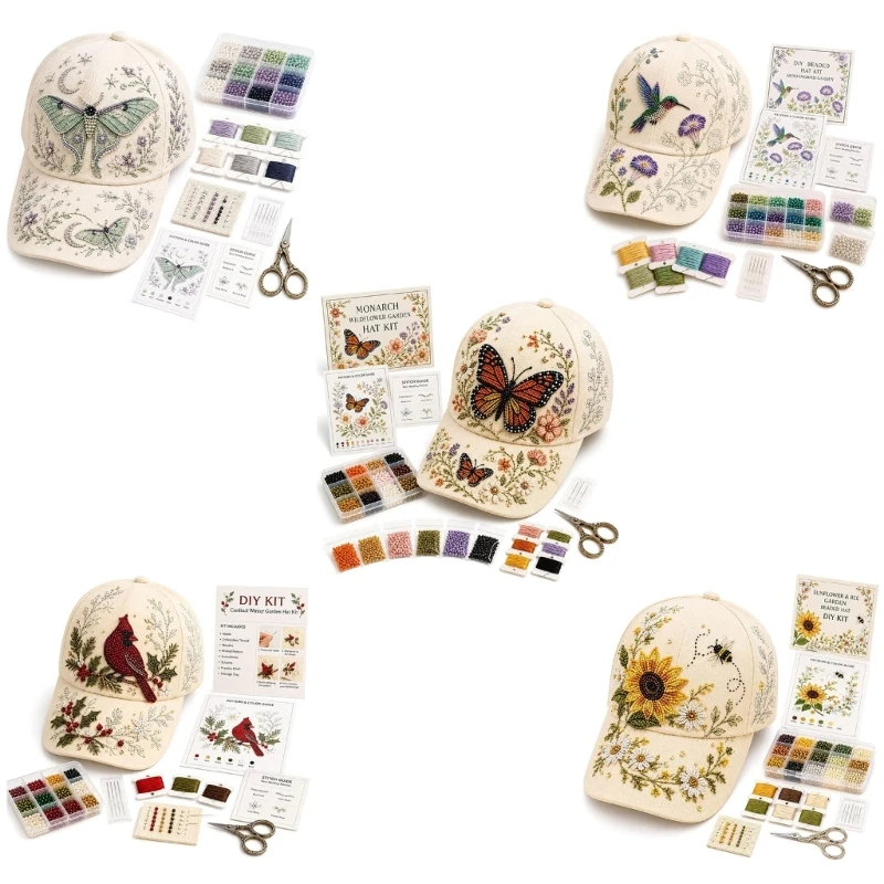 R7UF Craft to Wear Cap with Decorative Materials, Thread, and Polyester Baseball Hat Base for Casual Hobby Projects