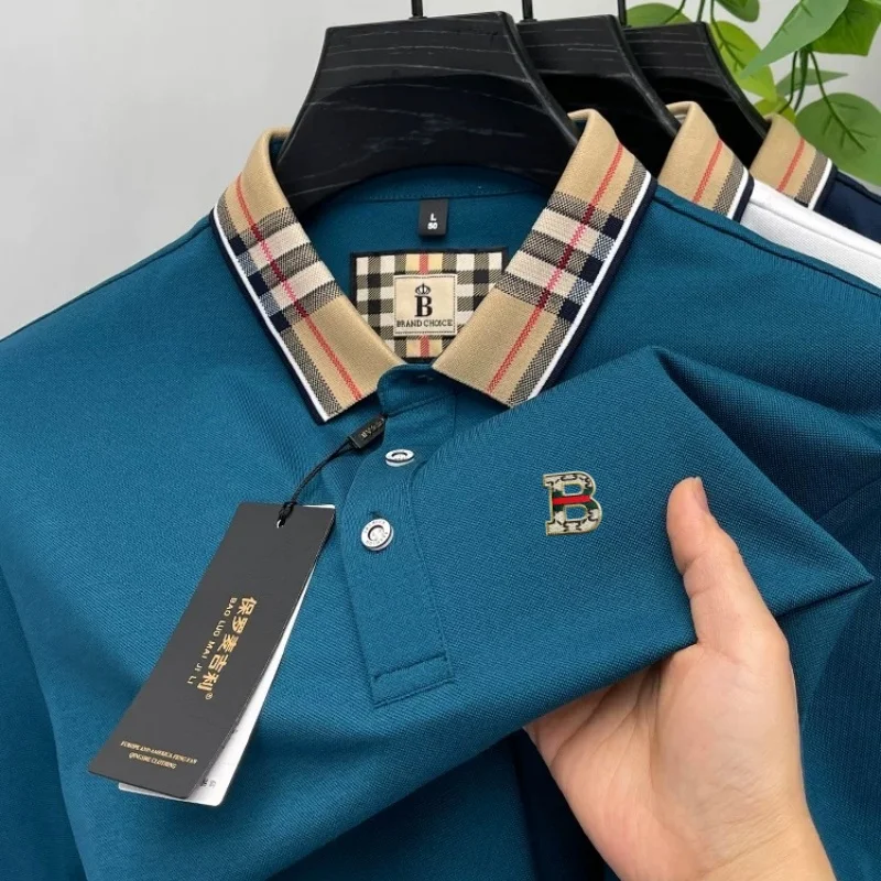 

Высококлассные бренды мужские короткими рукавами polo рубашки новые модные роскошные буквы вышивка корейский стиль отдых воздухопроницаемые летние футболки