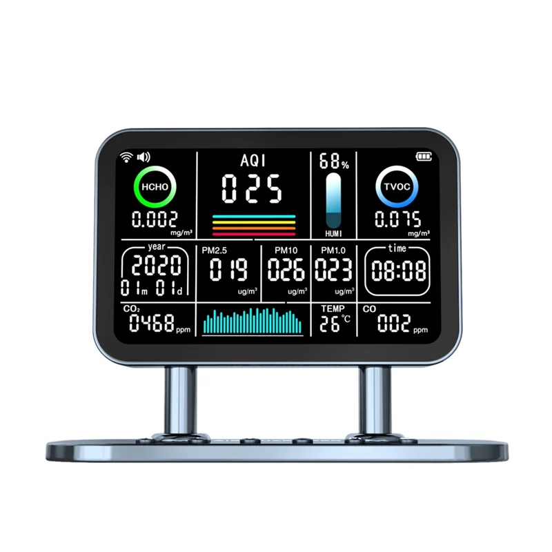 ABSQ-Advanced Wifi Air Quality Monitor By Tuya - Measures TVOC, HCHO, PM2.5/PM1.0/PM10, CO2, Temperature, And Humidity