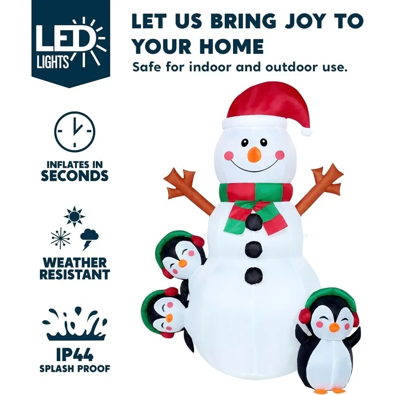 6 أقدام عيد الميلاد نفخ ثلج الزينة في الهواء الطلق، تفجير رجل الثلج المدمج في الملونة الدورية للماء زينة عيد الميلاد