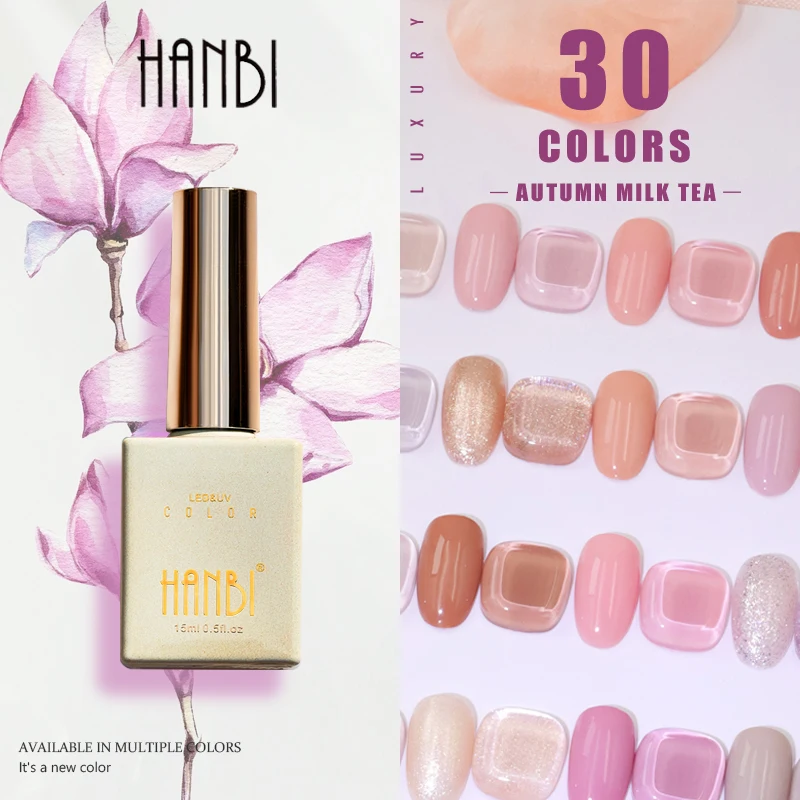 HANBI 30 Colo Milk Tea Mocha Gel Nail Polish Nail UV Gel Varnish Soak Off Gelpolish LED Gel Varnish Nail Art Lacque Prime