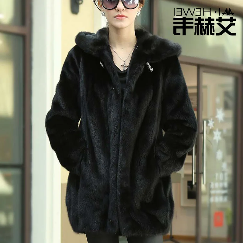 

mink fur The 2023 mink winter hooded new Haining fur coat female coat long section mink fur one