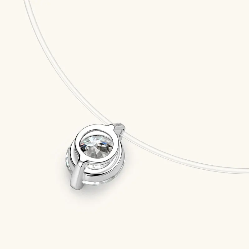 Lnngy 0,5 ct-3 ct Solitär Moissanit Halsketten 925 Sterling Silber Transparente Angelschnur Anhänger Halskette Für Frauen Schmuck – Detail 7