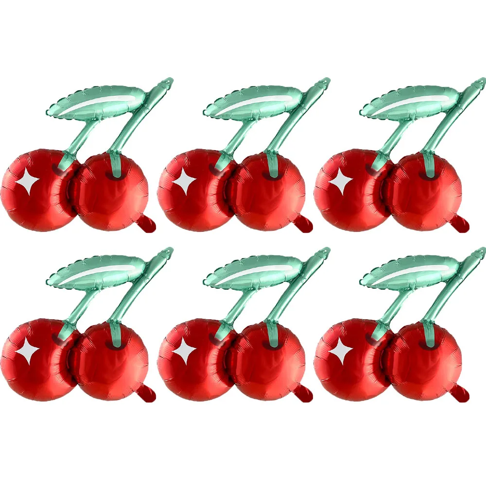 

6pcs Cherry Aluminum Film Balloon Summer Sweet Girl Cherry Fruit Theme Birthday Party Wedding Decorations Balloons