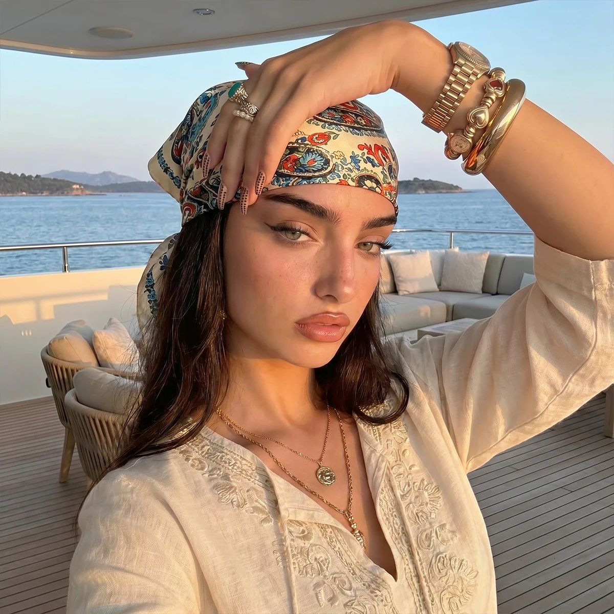 

Fashion Paisley Print Silk Hairbands Scarf Women 2026 New Elagant Bandana Neck Kerchief Head Bands Foulard Female Scarfs
