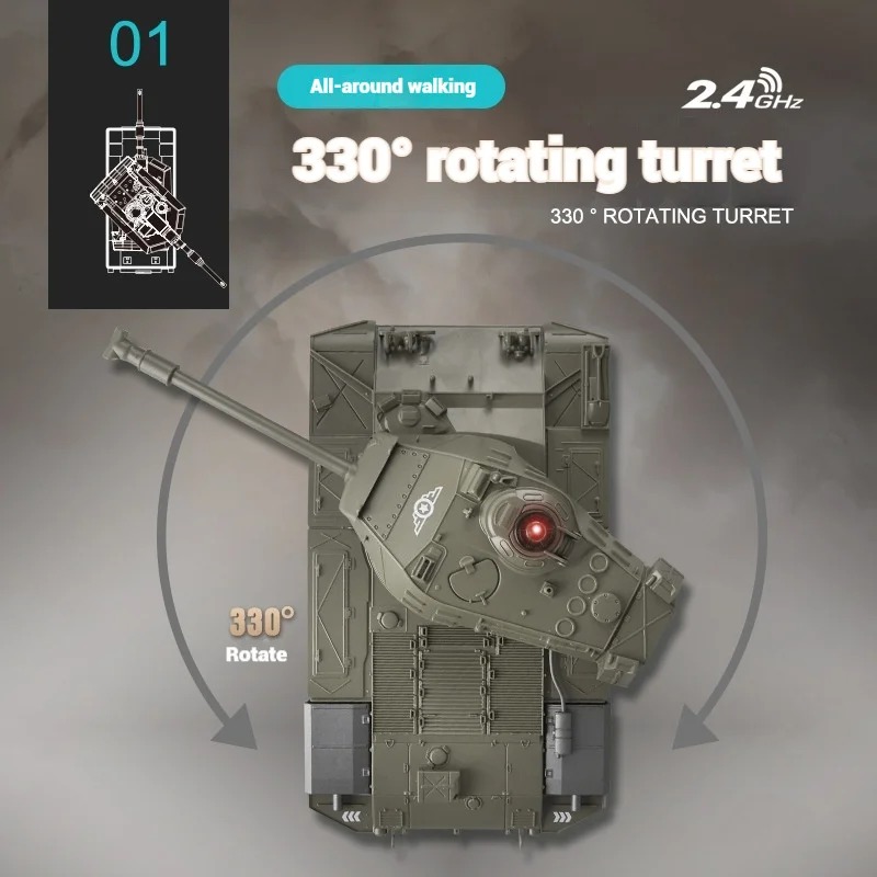 1:30 Scale Rc M41a3 Military Tank2.4g Dual Joystick Remote Control All-Terrain Waterproof Model For Kids/Adults Birthdayxmas Gif