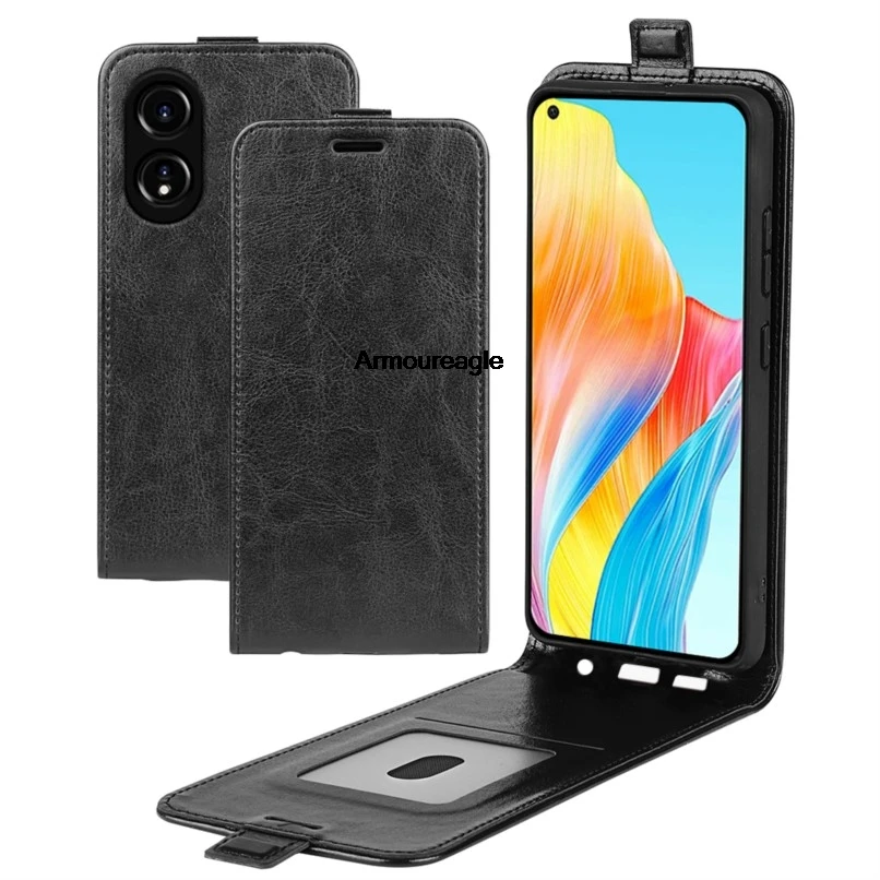 

Black Vertical Flip PU Leather Case Guard On For Oppo A38 A78 A58 4G A79 A1 A98 A17 A16e A73 A57 A55 A53S 5G A94 A36 A76 A54 A74