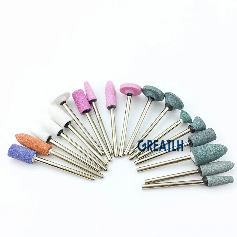 100pcs/box Dental Medium Gravel Ceramic Stone Pink Polishing Burs for Metal Alloy Dental Polisher 2.35mm Shank 10types Optional