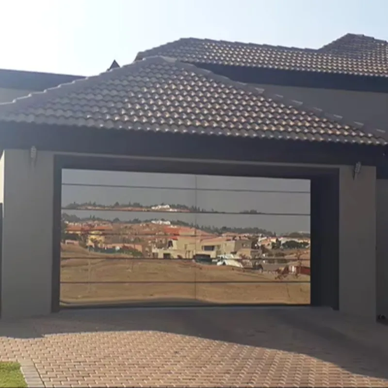 【Hot Sale】Modern Designed Tempered Aluminum Glass Garage Door Automatic Overhead Sectional For Villas Finished Surface
