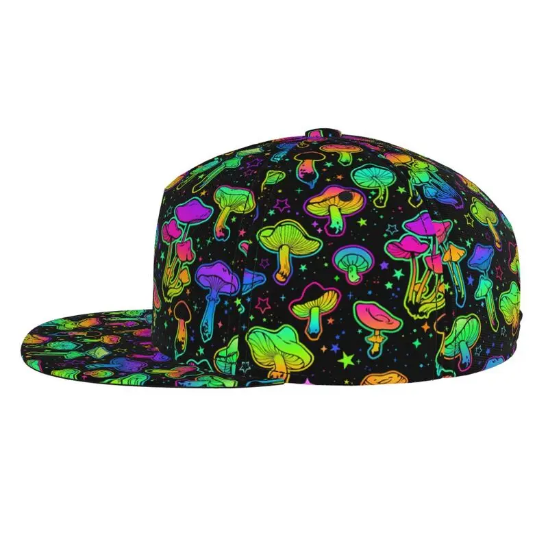 Bright Magic Mushrooms Snapback Hat Men Women Flat Bill Hat Baseball Caps Adjustable Flat Brim Hip Hop Hats Sun Cap