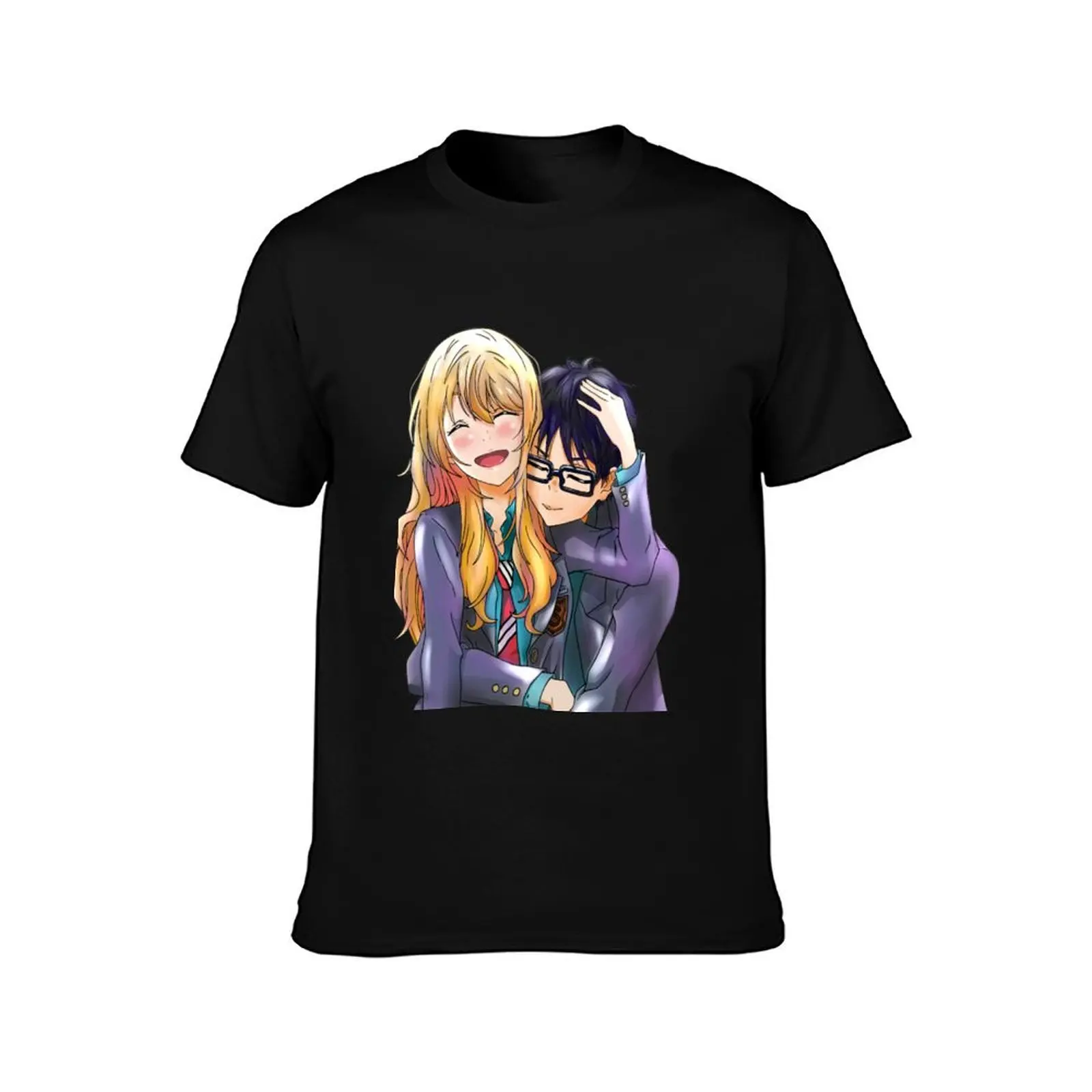 Your Lie in April : Cute Kaori X Kosei T-Shirt Trendy Pattern T-Shirt for Men