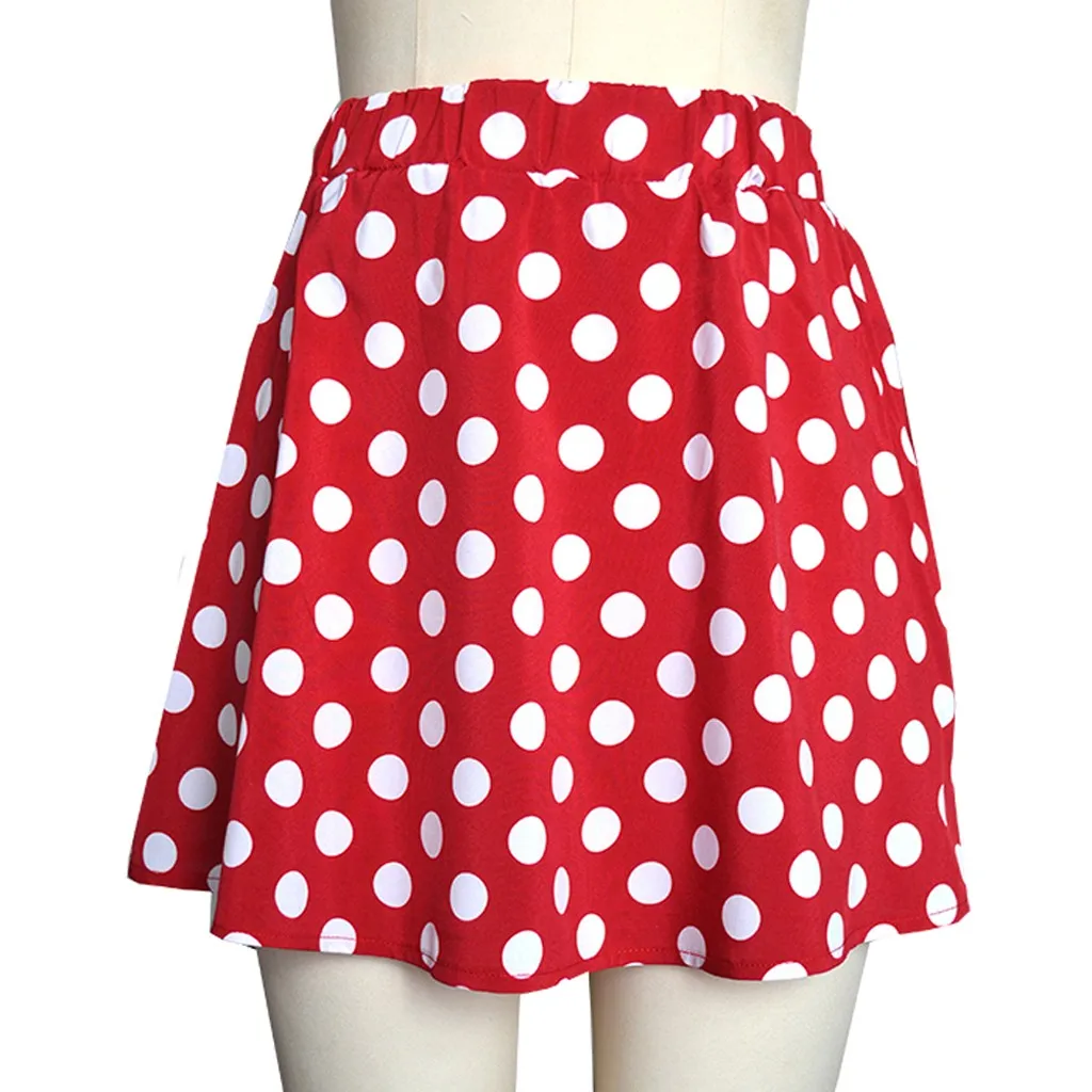 Women Ladies Mini Girl Short Skirts Clothes Clothing Casual Polka Dot Leisure Print Red White Black Skirts Tutu Sundress