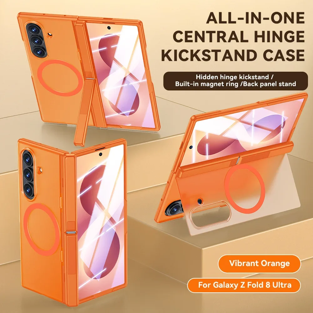 Minimalist Design Hidden Hinge Kickstand Case for Samsung Z Fold 8 Ultra 8 7 for MagSafe Shell-Film Integrated Shockproof Cover