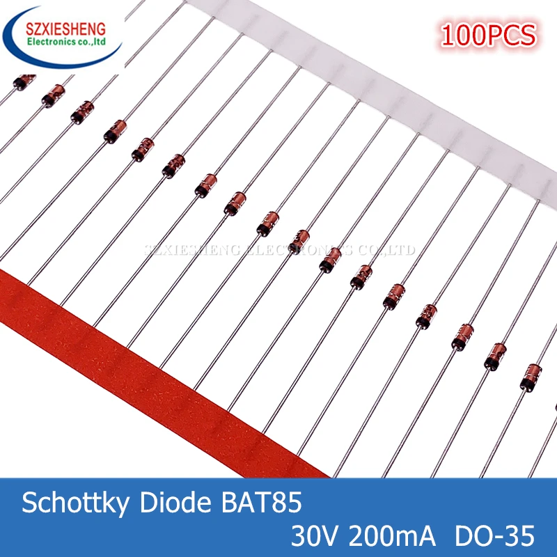 Diodo raddrizzatore a barriera Schottky da 100 pezzi BAT85 30V 200mA DO-35 nuovo originale