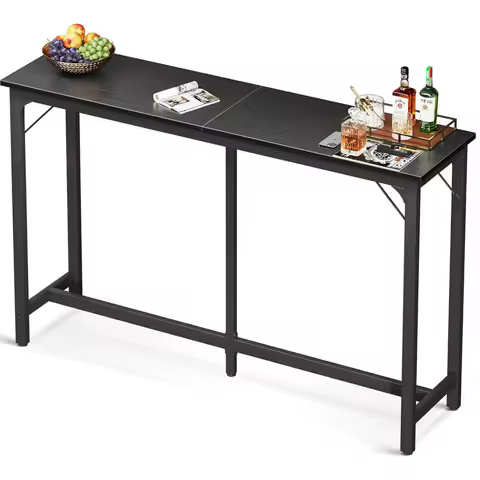 ODK 63 Inch Black Bar Table Rectangular Pub Counter Height Table Sturdy Legs Easy-to-Clean Top for Kitchen Dining Indoor Use
